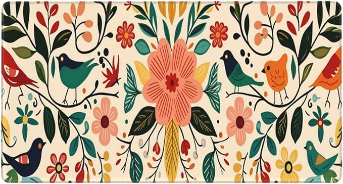 Bohemian Floral Desk Cover MatExtended Large Mouse PadComputer Laptop Mat Desk Decor for Office Game Home 30x16 Inch