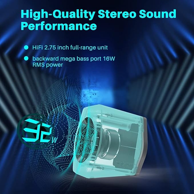 G2000 32W PC Computer Speakers for Gaming Desktop PC Laptop Mac Computer Woofer Speakers Bluetooth USB 3.5mm AUX Inputs RGB Lights Multimedia Speakers White (Renewed)