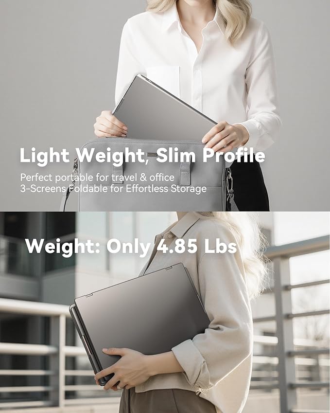 14 Portable Monitor for Laptop Screen Extender FHD 1200P IPS Triple Screen Laptop Monitor Extender 1 Cable for 3 Screen Travel Monitor for 12-16.5 Laptop Compatible with Win and Mac-S780 Pro