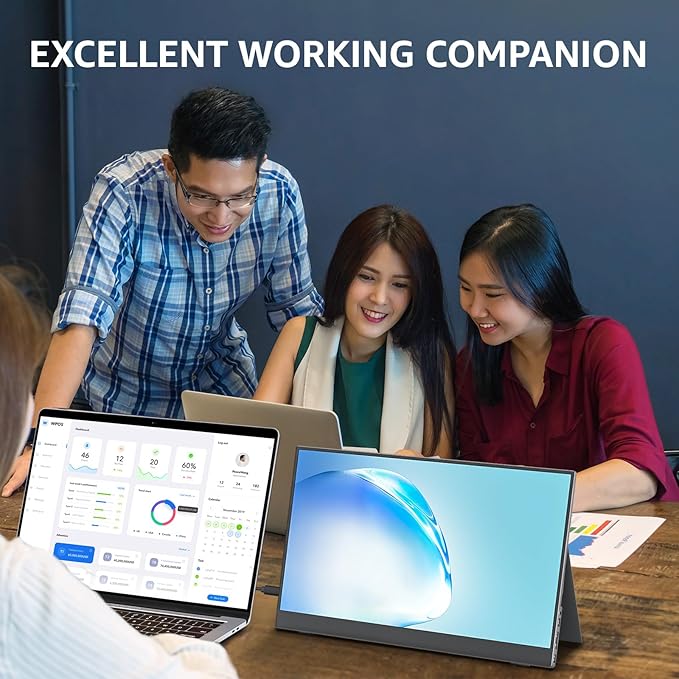 cocopar Portable Monitor 15.6 Inch 1080P FHD 60Hz 85% sRGB Travel Monitor with Speaker HDMI USB-C Second Screen for Laptop MacBook Surface PC Xbox PS4/5 VESA Mountable with Cover Stand