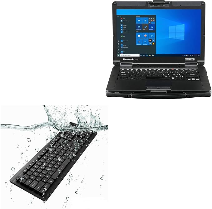 BoxWave Keyboard Compatible with Panasonic Toughbook FZ-55 (14 in) - AquaProof USB Keyboard Washable Waterproof Water Resistant - Jet Black