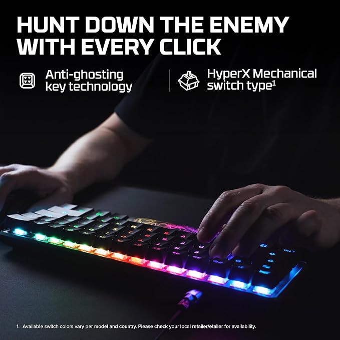 HyperX Alloy Origins 60 - Mechanical Gaming Keyboard - Ultra Compact 60% Form Factor - Tactile Aqua Switch - Double Shot PBT Keycaps - RGB LED Backlit - NGENUITY Software CompatibleBlack