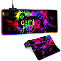 XL Led Gaming Mouse Pad with 14 Light Modes - Light Up Gamer Mouse Pad31.5 x 11.8in Non-Slip Gamepad Style RGB Large Gamer MousepadBlack Long Glowing Gaming Accessories for DeskWaterproof