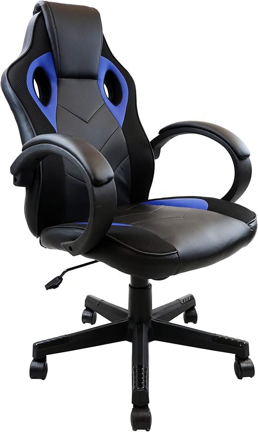Nicer Furniture Gaming Chair Reclining Racing Game Chair Ergonomic Computer Chair for Gamer with Back Tilt and Armrest (Blue)