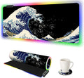 RGB Gaming Mouse Pad Large AIMSA Keyboard Led Mousepad Extended 35.4 x 15.8 inch Non-Slip Rubber Base with 14 Lighting Modes Big Desk Mat Waterproof Big Waves