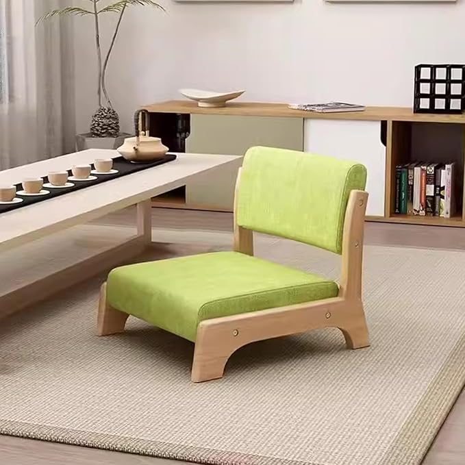 BTZHY Floor Chair Japanese Floor Chair Tatami Meditation Yoga Chair with Backrest Legless Stool Solid Wood Backrest