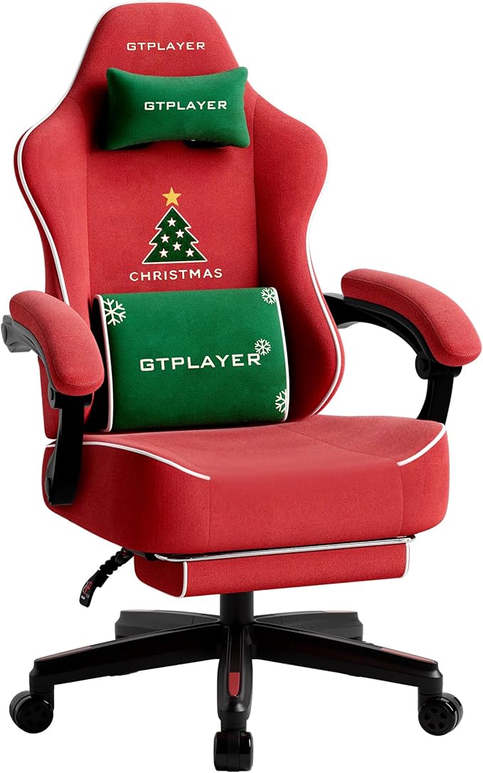 GTPLAYER Big and Tall Gaming Chair with Footrest Extra Wide Seat Video Game Chairs for Adults - Padded High Back Ergonomic Reclining Silla Gamer Linkage Armrest Ace Pro Christmas 【Velvet】