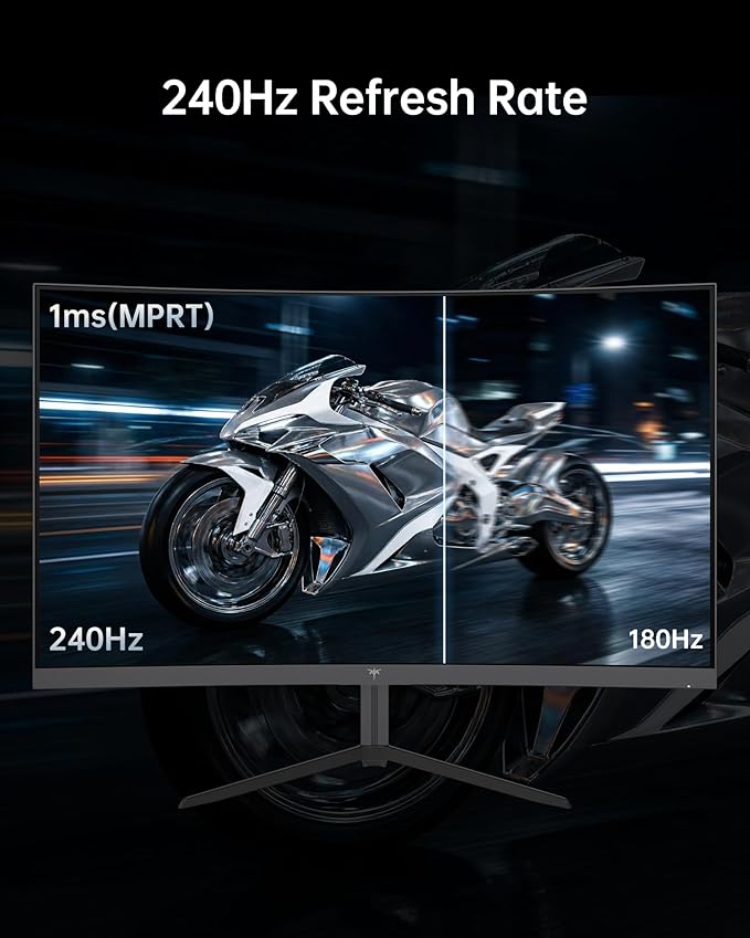 KTC 24 Inch Curved 240Hz Gaming Monitor FHD 1500R Curved Computer Monitor 1080P 3000:1 Contrast Adaptive Sync HDR MPRT 1ms HDMI DisplayPort Low Blue Light Tilt VESA Mount H24S17P