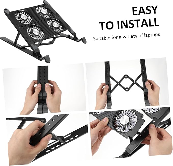 Laptop Cooling Stand Fan Portable Desk Riser Support Quiet and Efficient Cooling for Home Office Use