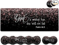 Large Mouse Pad with Wrist Support SetMemory Foam Keyboard Wrist Rest+Extended Gaming Mouse Pad+Ergonomic Mouse Wrist Rest Laptop Desk Writing Mat Psalm 46:5 Rose Gold Glitter Black Office Desk Pad