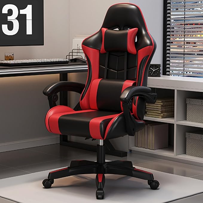 JSWHYBD Gaming Seat with Footrest E-Sports Chair Internet Cafe Competition Chair Home Computer Office Chair 135° Recline Slide Rail Armrest Suitable for Hotel Internet Cafe Live Streaming Games