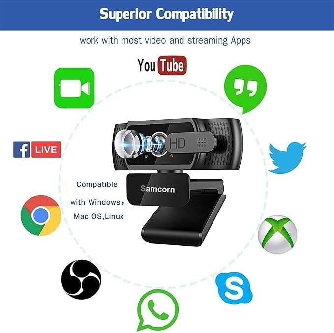 Webcam with Microphone for Desktop1080P HD USB Webcam Live Streaming Laptop PC Computer Web Camera for Video Calling Conferencing Recording Gaming AutoFocus 3D Noise Reduction