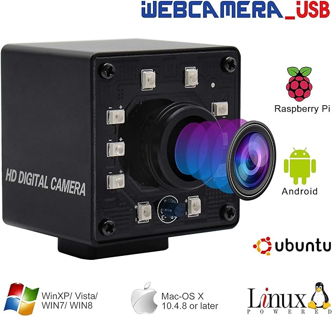 SVPRO 1080P Night Vision USB Camera CMOS OV2710 IR LED Infrared Webcam with IR Cut HD Surceillance Camera 3.6mm Lens Mini Cam with Metal Casing for Android Windows Linux Mac Raspberry