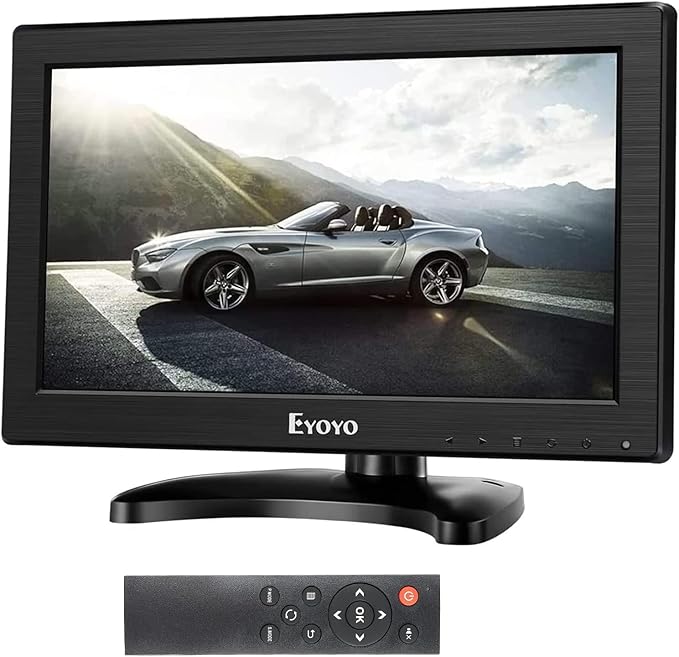 Eyoyo 12 Inch TFT LCD Monitor with AV HDMI BNC VGA Input 1366x768 Portable Mini HD Color Screen Display with Built-in Speaker