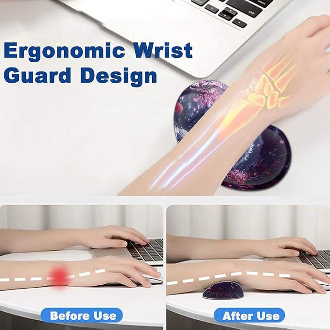 Large Mouse Pad + Keyboard Wrist Rest Set Extended Gaming Mousepad (31.5X11.8 inch) with Non-Slip Rubber Ergonomics Memory Foam Mouse Wrist Rest Support White Kitsune Cherry Blossoms Desk Pad
