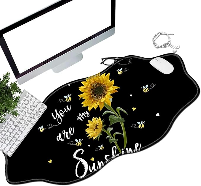 Sunflower Desk Mat Mouse Pad 35.4X15.7 XL Extended Mousepad Huge Mouse Pads with Stitched Edges Desk Pad for Work Game Office Home
