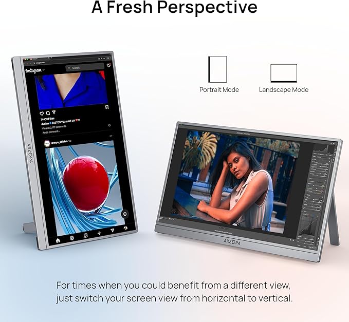 ARZOPA Portable Monitor &amp Sleeve 17.3 103% sRGB FHD Laptop Monitor &amp PU Sleeve Bag Combination