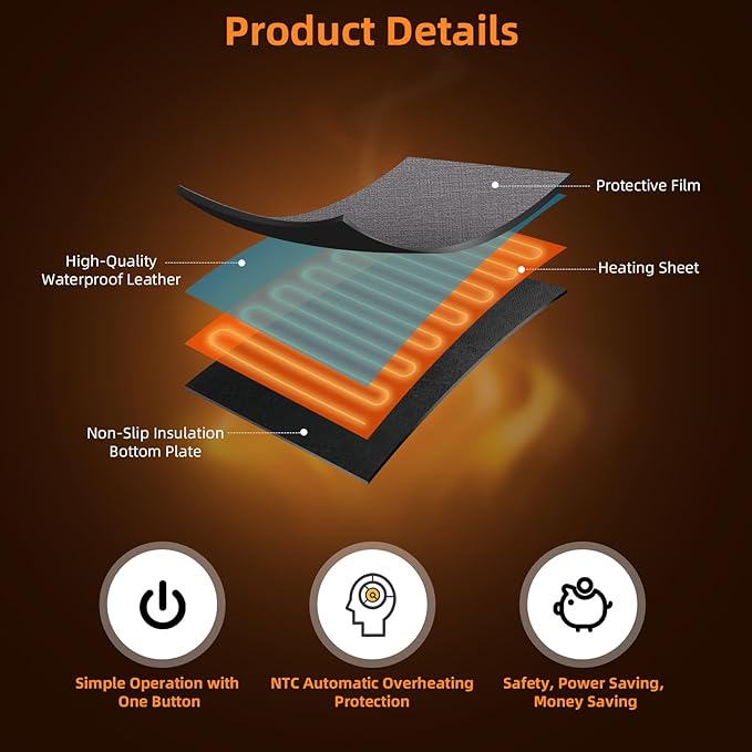 Heated Desk Pad Mouse Pad - Heated Desk Mat - Warm Desk Pad - 3 Levels Heating &amp 4 Hours Auto Shut-Off PU Leather Mouse Pad - 31.5 x 13 inch (Medium Grey)