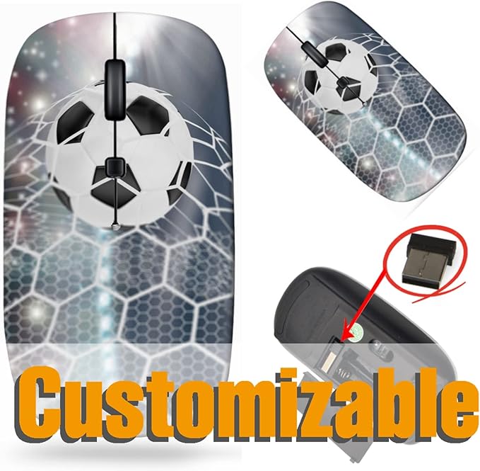 maizi Wireless Mouse for PC MacBook Computer Laptop (BYADAUaBOA_Soccer Ball in Goal_824)