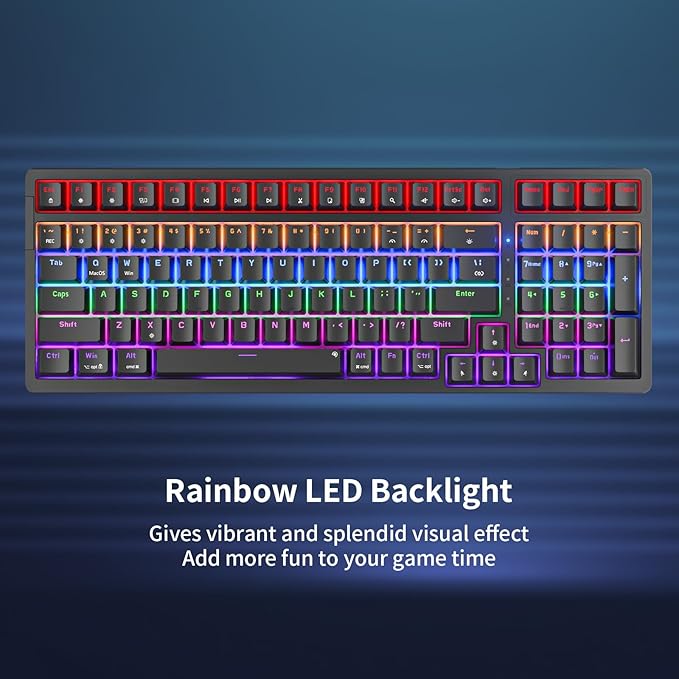 Newmen GM328 Gaming Mechanical Keyboard18 LED Backlit Effects 100 Keys Wired Mechanical Keyboard with Linear Red Switch Double-Shot KeycapsGaming Keyboards Compact Design for Gamers and Work