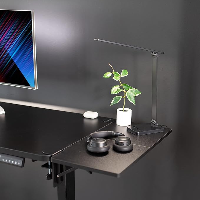 VIVO Clamp-on 24 x 12 inch (14 Including Clamps) Desk Extender Wrist Support Foldable Keyboard Tray Table Mount for Sit Stand Desks Black DESK-EXT24.