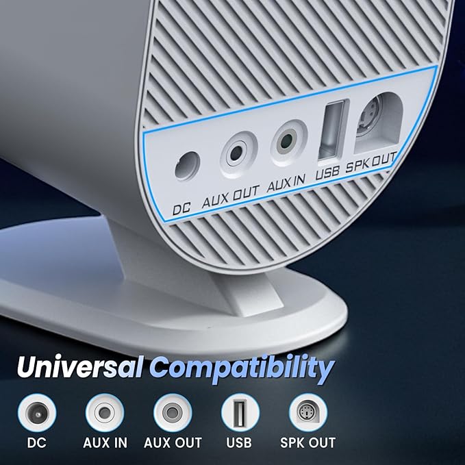 Bluetooth PC Gaming Speakers 2 * 15W 2.0CH Stereo with 3 EQ &amp 6 RGB Modes AC Powered Desktop Speakers with Aux/USB/Headphone Port for Laptop/TV White
