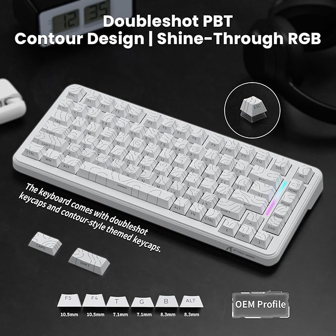 ATTACK SHARK X82 PRO HE Magnetic Gaming Keyboard8KHz Polling RateAdjustable Actuation Rapid TriggerTri-Mode Wireless PC Keyboard with 5000mAh BatteryCloud/Software Driver for Win/MacWhite Line