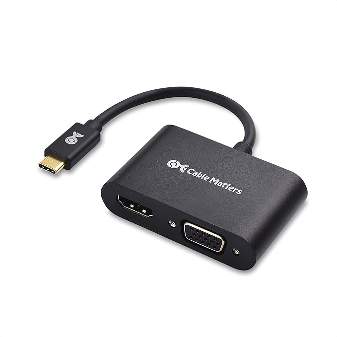 Cable Matters Aluminum USB C to HDMI VGA Adapter for Surface Pro 7 MacBook Pro Dell XPS 13 and More - Thunderbolt 4 / USB4 / Thunderbolt 3 Port Compatible