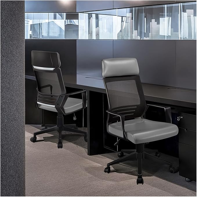 Adjustable Office Computer Chair with Armrest Adjustable Ergonomic Mesh Swivel Office Chair Gray
