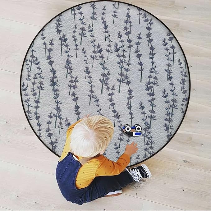 Dreamlike Round Area Rug Swivel Chair Mats for Hardwood Floor Washable Waterproof Spill Mat Anti-Slip Floor Protector Lavender Nature PatternGreen Diameter 47.2 in