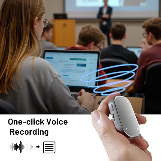 Cheerdots2 Bluetooth Detachable Air Mouse Touchpad Mouse with Voice Recording Presentation Clicker Wireless Presenter Presentation Remote with Laser Pointer for Mac Windows (Recording Silver)