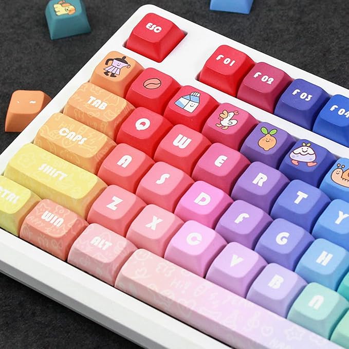 PBT keycaps Keycaps 133PCS Rainbow Keycaps XDA Profile Full Set Keycap DyeSubbed Thick PBT Caps for Gaming Mechanical Keyboard