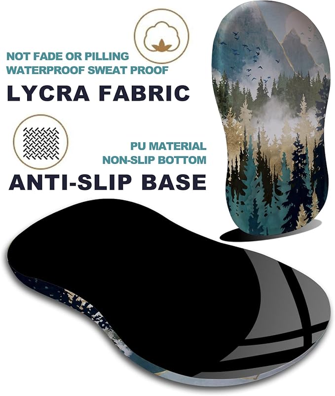 Ergonomic Wrist Rest Mouse Pad Massage Relief for Carpal Tunnel Entire Memory Foam Non-Slip Computer Mouse Pad for Wireless Forest Sunrise