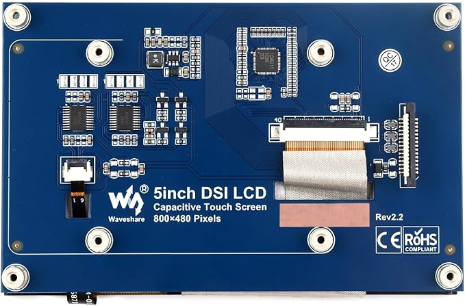 waveshare 5inch Capacitive Touch Display Compatible with Raspberry Pi 5/4B/3B+/3A+/3B/2B/B+/A+/CM3/3+/4 800×480 Resolution DSI Interface