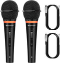 HOTEC Premium Wired Vocal Dynamic Handheld Microphones - Includes 19ft Detachable XLR Cable and ON/Off Switch - 2 Pack Metal Black