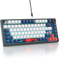 75% TKL Wired Mechanical KeyboardRGB Backlit Gasket Mount 82 Key Hot Swappable Custom Linear Red Switch Gaming Keyboard with Volume Knob &amp PBT Keycaps (82 White Earth)