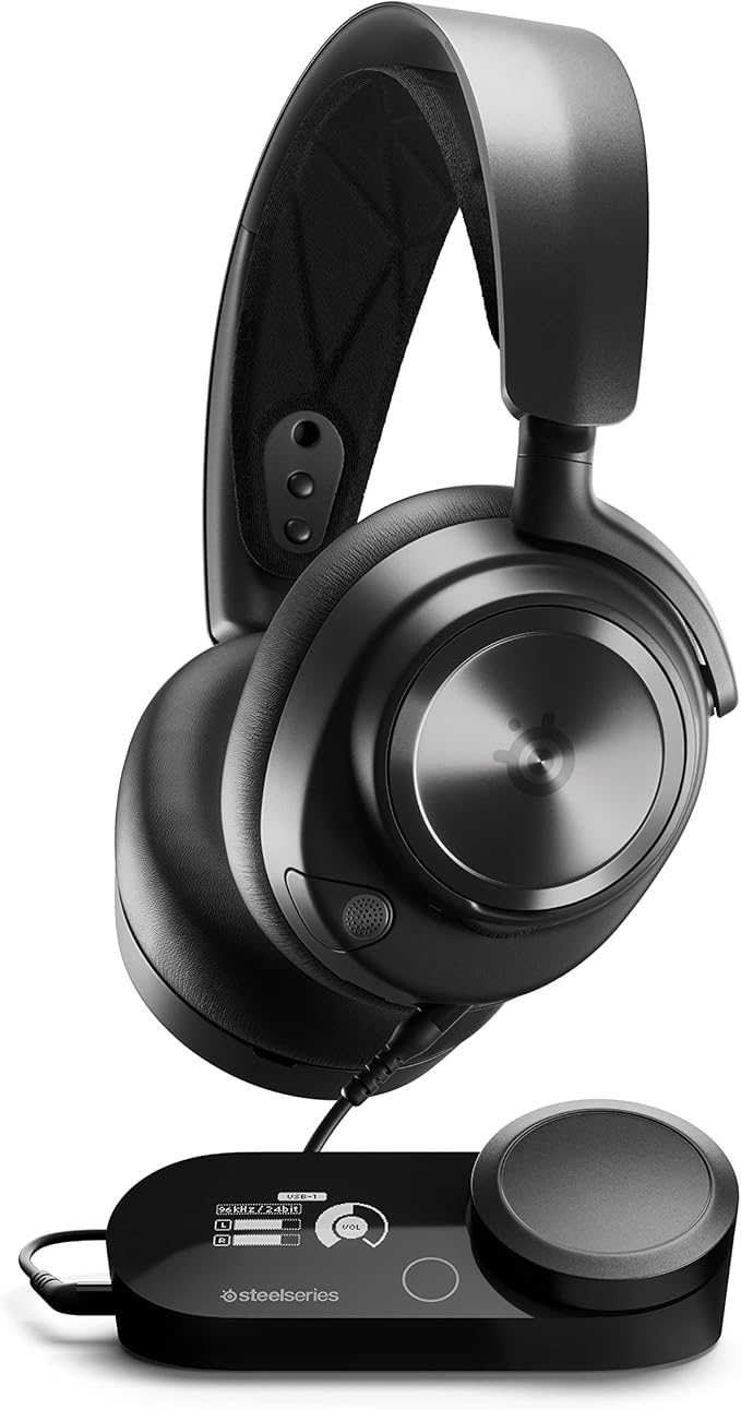 SteelSeries Arctis Nova ProMulti-System Gaming Headset - Premium Hi-Fi Drivers - Hi-Res Audio - 360° Spatial Audio - GameDAC Gen 2 - ESS Sabre Quad-DAC - Stealth Retractable Mic - PC PS5 PS4 Switch