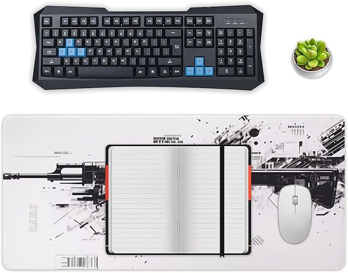 Firearms Handgun Mouse Pad Large Desk Mat Extended Keyboard Mouse Pad with Non-Slip Base and Stitched Edge Mouse Mat Desk Pad 36x16 Mouse Pads for Desk Home Office Gaming