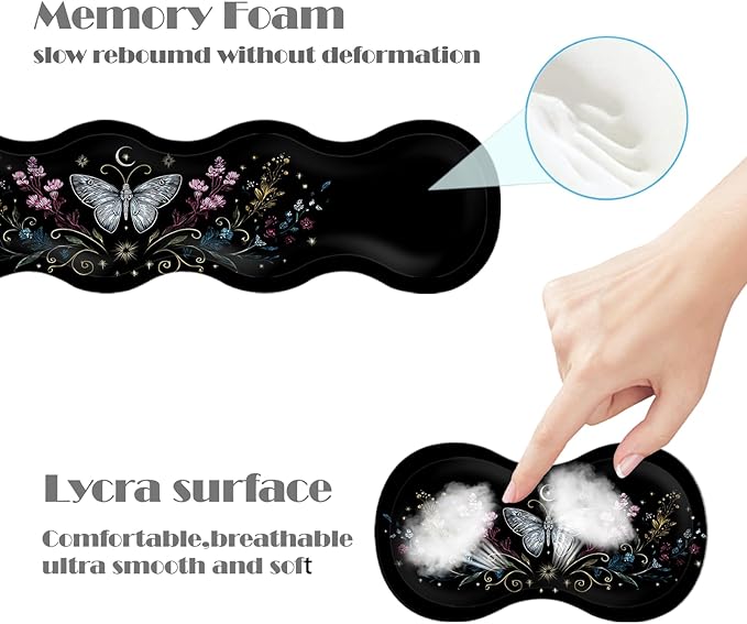Ergonomic Keyboard Wrist Rest &amp Mouse Pad Wrist Rest SetXL Gaming Desk Mat 31.5x 11.8Non-Slip BaseMemory FoamEasy Typing Pain Relief for Office &amp HomeSilver Butterfly with Flowers