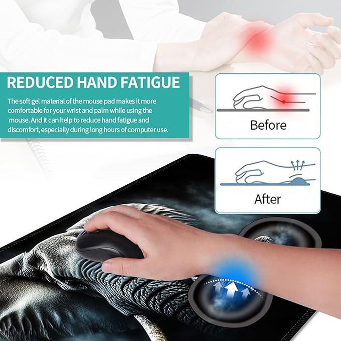 Keyboard Mouse Pad Set Extended Gaming Mouse Pad+Ergonomics Keyboard Wrist Rest Support Memory Foam Easy Typing Pain Relief 4Pcs XL Ultra Thick Desk MatMisty Elephant