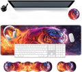 Large Mouse Pad Wrist Support SetDesk Pad+Keyboard Wrist Rest+Mouse Pad Wrist Support+Coaster4in1 XXL Big MousepadErgonomic Design Gaming Mat for Home Office TableTiger