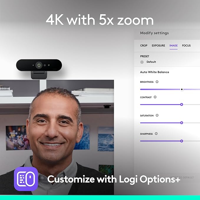 Logitech Brio 4K Webcam Video Calling Noise-Cancelling mic HD Auto Light Correction Wide Field of View Windows Hello Works with Microsoft Teams Zoom Google Meet PC/Mac/Laptop/MacBook/Tablet