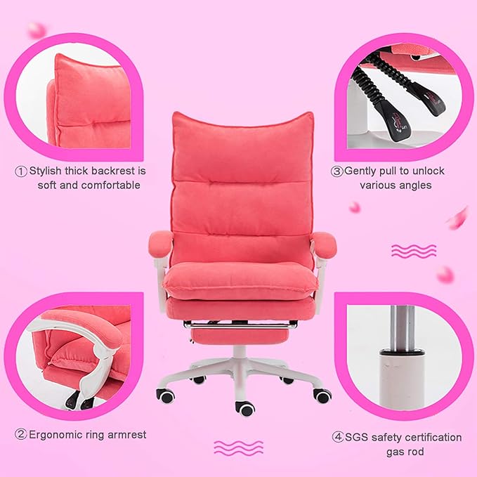 Office Chair Gaming Chair Computer Chair Ergonomic Computer Chair PU Leather Office ChairHigh Back Gaming Chair Height Adjustable Swivel Chair Tilt Recliner ChairModern Girls Desk Chair fo