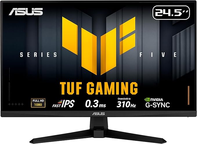 ASUS TUF Gaming Series 5 24.5” 1080P Monitor (VG259QMR5A) - Fast-IPS 310Hz 0.3ms G-SYNC Compatible FreeSync Premium Extreme Low Motion Blur Sync 99% sRGB DisplayWidget Gaming AI 3 yr warranty