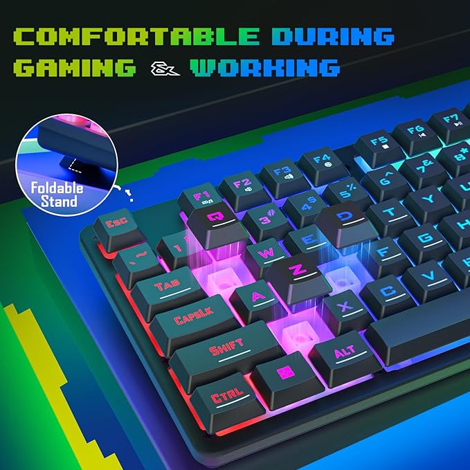 Redragon Updated S107 Gaming Keyboard and Mouse RGB Gaming Keyboard and 10000 DPI Mouse Combo with 25-Key Anti-Ghosting 1K Hz Programmable Mice with Software Plug &amp Play to PC Laptop [Upgrade]