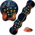 Mouse Wrist Rest and Keyboard Wrist Rest Pad+ Coaster Set Non-Slip Rubber Base Smooth Surface Ergonomic Gaming Mouse Pad for Easy Typing and Pain Relief Moon Cat