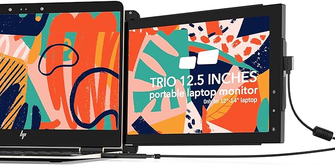 Trio Mobile Pixels Trio Portable Monitor for Laptops 12.5'' Full HD IPS Screens USB C/USB A Dual or Triple DisplaysWindows/OS/Android/Nintendo Switch (One Monitor Only) (Renewed)
