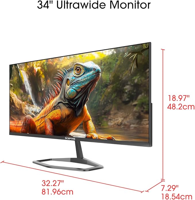 New! Sceptre 34-inch Prime Monitor 3440 x 1440 up to 115Hz 103% sRGB DisplayPort HDMI Build-in Speakers Machine Black 2026 (E345W Series)
