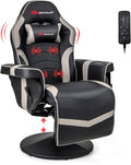Goplus Gaming Chair Height Adjustable Massage Video Game Chair with Retractable Footrest Cup Holder Headrest Swivel Office Chair Racing Style Swivel Gamer Chair