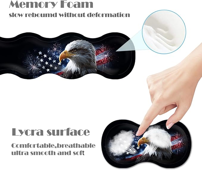 Ergonomic Keyboard Wrist Rest &amp Mouse Pad Wrist Rest SetXL Gaming Desk Mat 31.5x 11.8Non-Slip BaseMemory FoamEasy Typing Pain Relief for Office &amp HomeBald Eagle US Flag Fireworks
